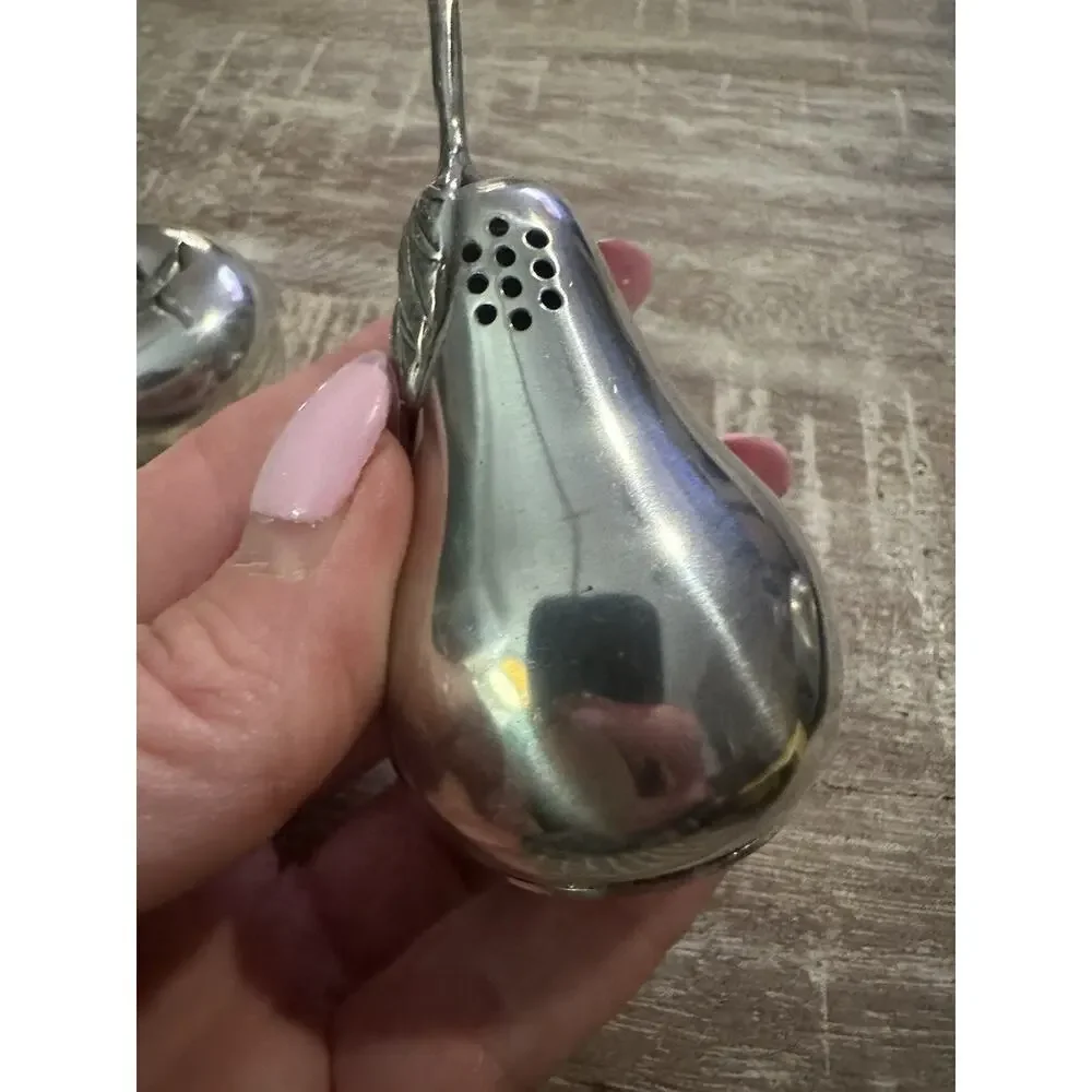 Kirk Stieff Pewter Apple & Pear Salt And Pepper Shakers Set Vintage